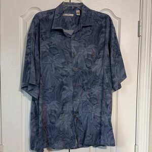 Men's Tropical Leaf Print Button-Down Shirt